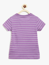 Load image into Gallery viewer, Campana Girls Pack of Two Alexis Striped Round Neck T-Shirt - Purple & Multicoloured