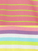 Load image into Gallery viewer, Campana Girls Pack of Two Alexis Striped Round Neck T-Shirt - Rose Pink & Multicoloured