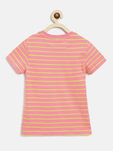 Load image into Gallery viewer, Campana Girls Pack of Two Alexis Striped Round Neck T-Shirt - Rose Pink & Multicoloured