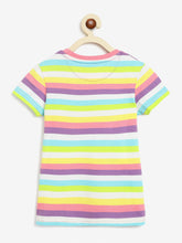 Load image into Gallery viewer, Campana Girls Pack of Two Alexis Striped Round Neck T-Shirt - Rose Pink & Multicoloured