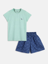 Load image into Gallery viewer, Campana Girls Luna Shorts with Top Clothing Set - Navy Blue & Mint