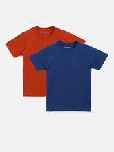 Load image into Gallery viewer, Campana Boys Luis Pack of 2 Short Sleeve Pure Cotton T-Shirts - Rust Orange & Blue