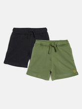 Load image into Gallery viewer, Campana Girls Simone Pack of Two Solid Shorts - Charcoal Grey & Olive Green