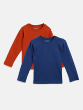 Load image into Gallery viewer, Campana Boys Luciano Pack of 2 Full Sleeves Pure Cotton T-Shirts - Rust Orange & Blue