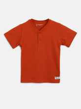 Load image into Gallery viewer, Campana Boys Alan Pack of 2 Pure Cotton Henley T-Shirts - Blue & Rust Orange