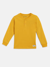 Load image into Gallery viewer, Campana Boys Alexander Full Sleeves Pure Cotton Henley T-Shirt - Yellow