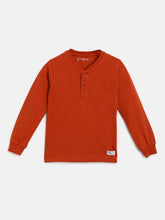 Load image into Gallery viewer, Campana Boys Alexander Full Sleeves Pure Cotton Henley T-Shirt - Rust Orange