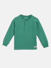 Load image into Gallery viewer, Campana Boys Alexander Full Sleeves Pure Cotton Henley T-Shirt - Green