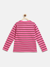 Load image into Gallery viewer, Campana Girls Lily Long Sleeves Striped T-Shirt - Pink & Burgundy