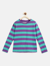 Load image into Gallery viewer, Campana Girls Lily Long Sleeves Striped T-Shirt - Purple & Green
