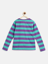 Load image into Gallery viewer, Campana Girls Lily Long Sleeves Striped T-Shirt - Purple & Green