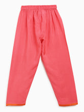 Load image into Gallery viewer, Campana Girls Bhoomi Kurta Pants Set - Embroidered Silk - Pink & Orange