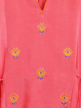 Load image into Gallery viewer, Campana Girls Bhoomi Kurta Pants Set - Embroidered Silk - Pink & Orange