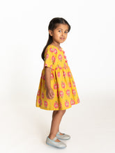 Load image into Gallery viewer, Campana Girls Zoe Dress - Big Lotus Print - Yellow & Pink