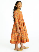 Load image into Gallery viewer, Campana Girls Gul Dress - Floral Print - Brick Orange