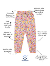 Load image into Gallery viewer, Campana Girls Ella Jogger Pants - Multi Floral Print - Pink
