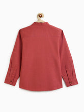 Load image into Gallery viewer, Campana Boys Pure Cotton Solid Mandarin Collar Shirt - Rust
