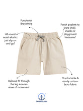 Load image into Gallery viewer, Campana Boys Carlos Cotton-Lycra Relax Fit Pull-on Shorts - Beige
