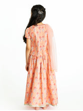 Load image into Gallery viewer, Campana Girls Bulbul Lehenga Set - Fresh Floral Print - Peachy Pink
