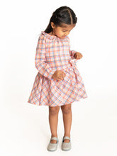 Load image into Gallery viewer, Campana Girls Chloe Full Sleeve Dress - Checks - Orange &amp; Multicolour
