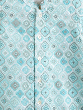 Load image into Gallery viewer, Campana Boys Mrinal Button Down Kurta Pyjama Set - Sequin Embroidery - Light Blue &amp; White
