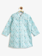 Load image into Gallery viewer, Campana Boys Mrinal Button Down Kurta Pyjama Set - Sequin Embroidery - Light Blue &amp; White
