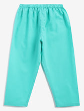 Load image into Gallery viewer, Campana Boys Mrinal Button Down Kurta Pyjama Set - Block Print - Lime &amp; Turquoise
