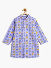Load image into Gallery viewer, Campana Boys Mrinal Button Down Kurta Pyjama Set - Floral Block Print - Blue &amp; Yellow
