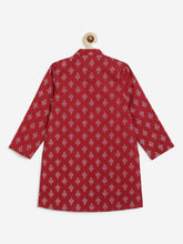 Load image into Gallery viewer, Campana Boys Mrinal Pure Cotton Dot Flower Print Print Kurta Pyjama Set - Maroon
