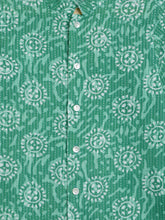 Load image into Gallery viewer, Campana Boys Mrinal Pure Cotton Kanthawork &amp; Printed Button Down Kurta Pyjama Set -  Green
