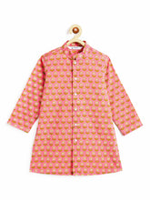 Load image into Gallery viewer, Campana Boys Mrinal Pure Cotton Flower Blockprint Kurta Pyjama Set - Pink
