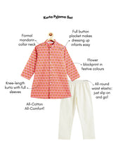 Load image into Gallery viewer, Campana Boys Mrinal Pure Cotton Flower Blockprint Kurta Pyjama Set - Pink
