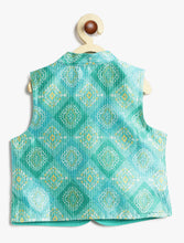 Load image into Gallery viewer, Campana Boys Ishaan Dhoti Kurta with Jacket Set - Sequin Embroidery - Yellow &amp; Blue
