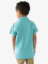 Load image into Gallery viewer, Campana Boys Niko Melange Pure Cotton Polo T-Shirt  - Ice Blue

