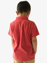 Load image into Gallery viewer, Campana Boys Niko Melange Pure Cotton Polo T-Shirt - Coral Red
