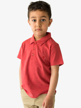 Load image into Gallery viewer, Campana Boys Niko Melange Pure Cotton Polo T-Shirt - Coral Red
