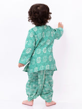 Load image into Gallery viewer, Campana Boys Mehul Dhoti Kurta Set - Block Print - Turquoise
