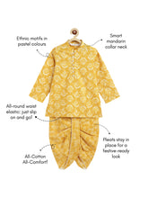 Load image into Gallery viewer, Campana Boys Mehul Dhoti Kurta Set - Block Print - Yellow
