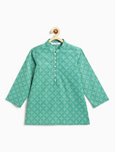 Load image into Gallery viewer, Campana Boys Mehul Cotton Dhoti Kurta Set - Bandhani Print - Teal Blue
