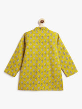 Load image into Gallery viewer, Campana Boys Mehul Cotton Dhoti Kurta Set - Block Print &amp; Stripes - Henna Green
