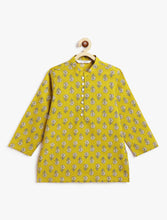 Load image into Gallery viewer, Campana Boys Mehul Cotton Dhoti Kurta Set - Block Print &amp; Stripes - Henna Green
