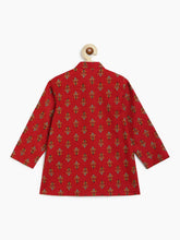 Load image into Gallery viewer, Campana Boys Mehul Pure Cotton Kali Print Dhoti Kurta Set - Maroon &amp; Mustard
