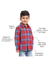Load image into Gallery viewer, Campana Boys Wilson Tartan Checks Full Sleeve Shirt - Red &amp; Blue
