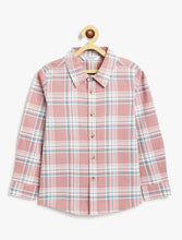 Load image into Gallery viewer, Campana Boys Wilson 100% Cotton Checked Shirt - Dusty Pink &amp; White
