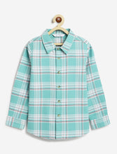Load image into Gallery viewer, Campana Boys Wilson 100% Cotton Checked Shirt - Soft Blue &amp; White
