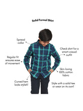Load image into Gallery viewer, Campana Boys Wilson 100% Cotton Checked Shirt - Navy Blue &amp; Teal Green
