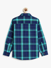 Load image into Gallery viewer, Campana  Boys Pure Cotton Full Sleeves Checked Shirt - Navy &amp; Teal Green
