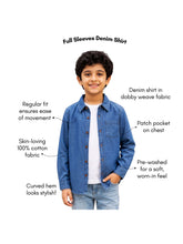 Load image into Gallery viewer, Campana Boys Pure Cotton Full Sleeves Denim Shirt - Blue
