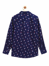 Load image into Gallery viewer, Campana Boys Pure Cotton Full Sleeves Printed Shirt - Navy Blue
