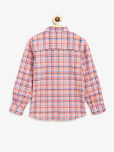 Load image into Gallery viewer, Campana Boys Pure Cotton Full Sleeves Checked Shirt - White, Orange &amp; Blue
